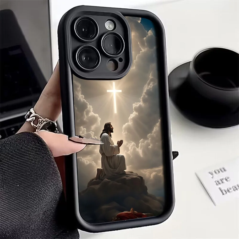 Elegant Jesus Cross Art Phone Case - Soft TPU Protective Cover