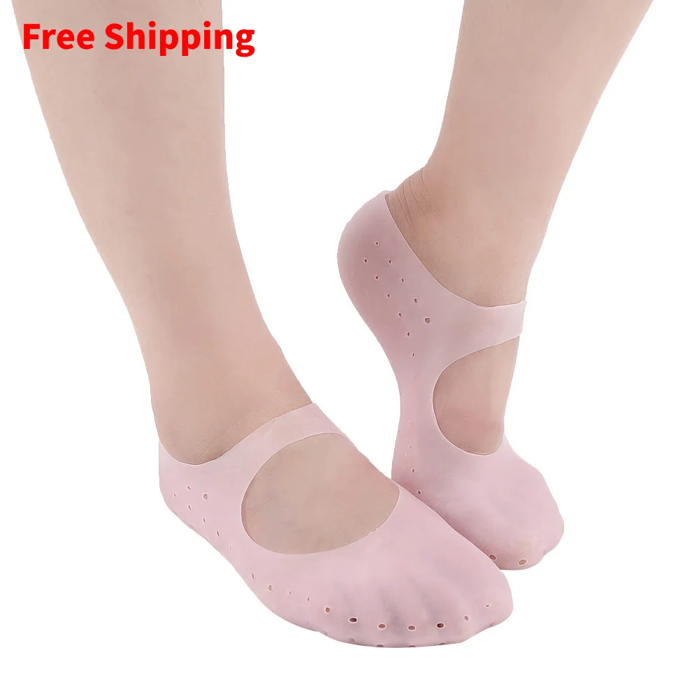 

20Pcs=10Pairs Silicone Sock Foot Care Tool Protector Pain Relief Crack Prevention Moisturize Dead Skin Removal Sock With Hole
