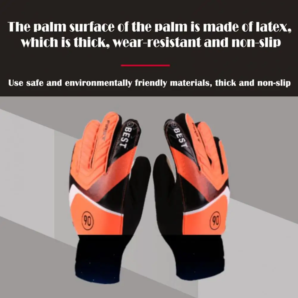 1 Pair Goalkeeper Gloves Anti Slip Palm Design Soccer Goalie Gloves Super Grip Finger Children Football