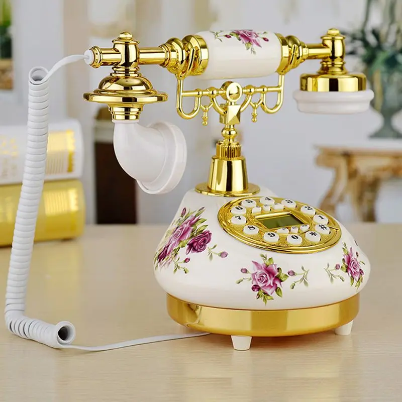 Telefone Fixo Cerâmico com Identificação do Chamador Telefone Antigo com Luz de Fundo da Tela Azul Toque Eletrônico para Casa e Escritório - Imagem 6