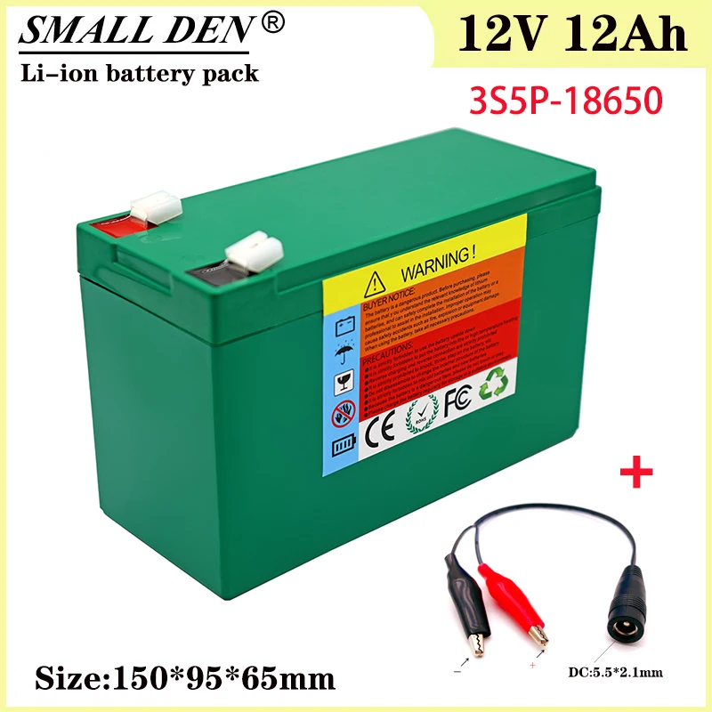 12V 12Ah 18650 3S5P lithium ion battery pack with built-in 20A high power  balance BMS children's toy car 12V power supply