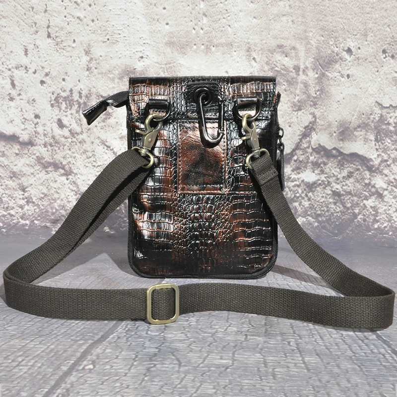 Real Natural Leather Travel Multi-function Small Crossbody One Shoulder Bag Fanny Waist Belt Pack For Men Male 611-1
