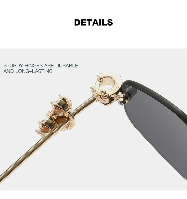 Luxus Randlose Polygon Diamant Sonnenbrille Frauen Retro Marke Design Metall Hohe Qualität Vintage Raute Minimalistischen Gläser – Detail 6