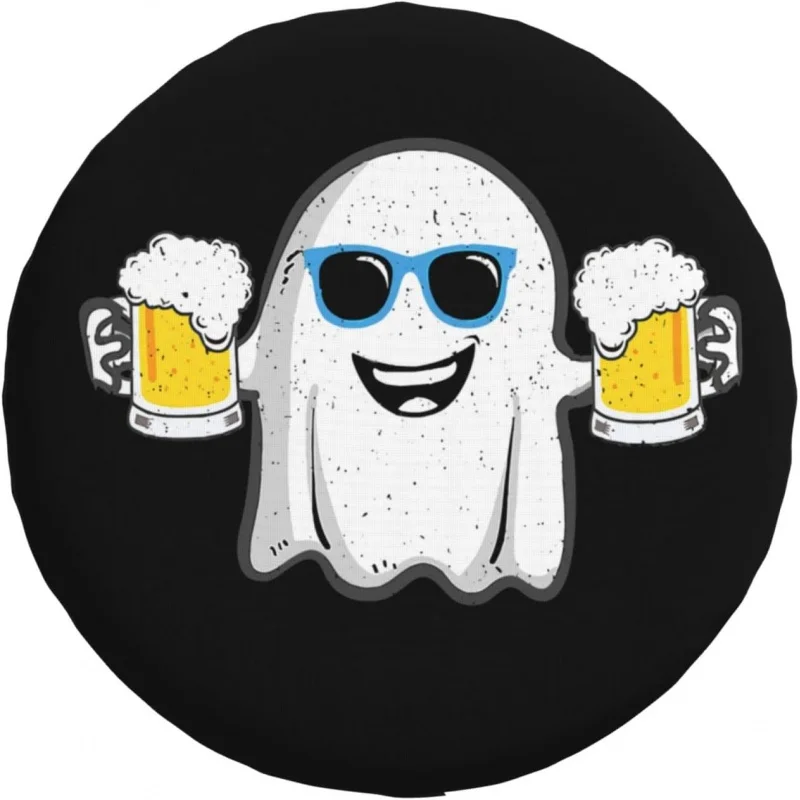 

Чехол для запасных колес в стиле Хэллоуин Boo с пивом для трейлера, забавные Чехлы для колес, универсальный чехол для колес из полиэстера