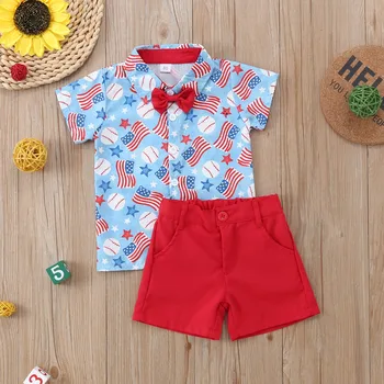 New Baby Outfit Boy Toddler Boys Short Sleeve Independence Day 4th Of July Prints T Shirt Baby Boy Winter Clothes 3-6 Months 1