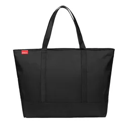 Men's Luxury Black Oxford Cloth Fashion Tote & Shoulder Bag (Black)