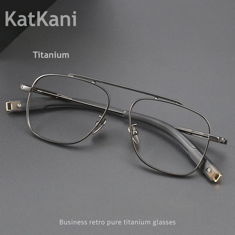 

MOMOJA New Vintage Fashion Full Frame Double Beam Pure Titanium Men's Eyeglass Frame Optical Prescription Glasses Frame 105