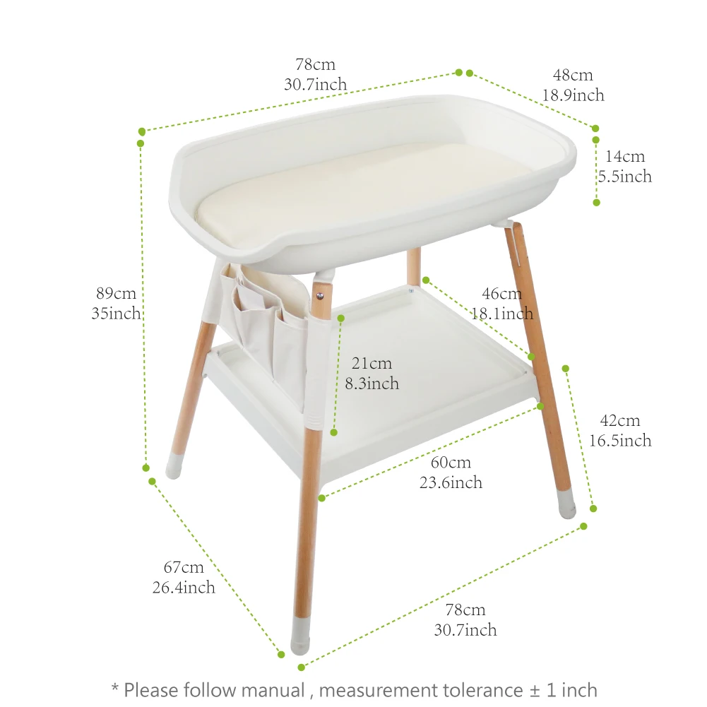  기저귀 교환대, 2 in 1  목욕 및 기저귀 교환 스테이션 (패드 포함), 조립 간편한 안전 가드가 있는 원목 용 서랍장