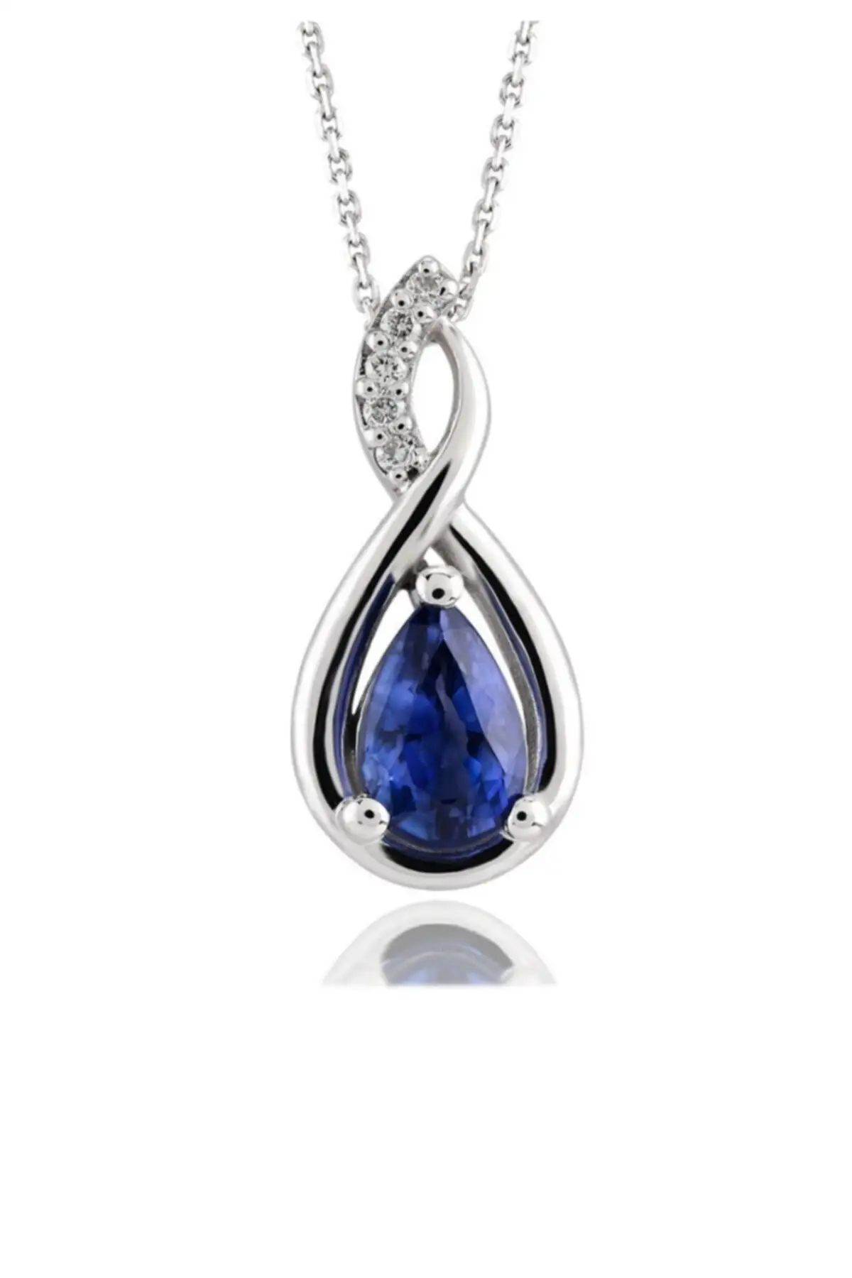 

Silver Water Drop Diamond Model Sapphire Zircon Stone Necklace Classic Shiny Jewelry & Jewelry Accessory