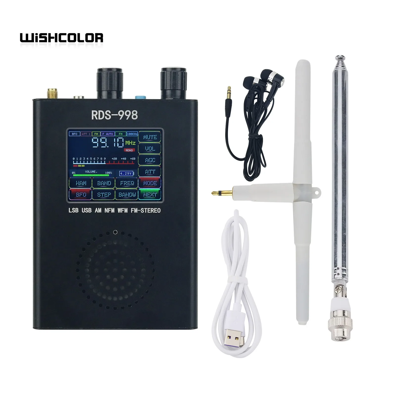 

HAMGEEK RDS-998 FM MW LW SW SSB радиоприемник USB LSB BFO любительский радиоприемник с цветным сенсорным экраном