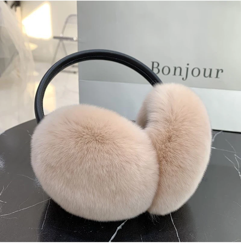 Rex Rabbit Fur Hang Ear Cover Warm Winter Earmuffs Headwear Ear Muffs Fur Earmuffs Cold Ear Warmer Fold Ear Protection Headband