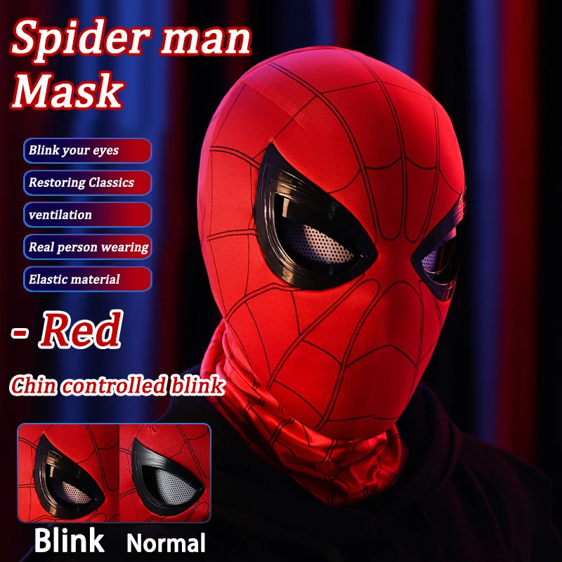 Spider Man Miles Masks Can Blink Cosplay Headgear Moving Eyes Model Party Props Elastic Toys Adults Kids Halloween ChristmasGift