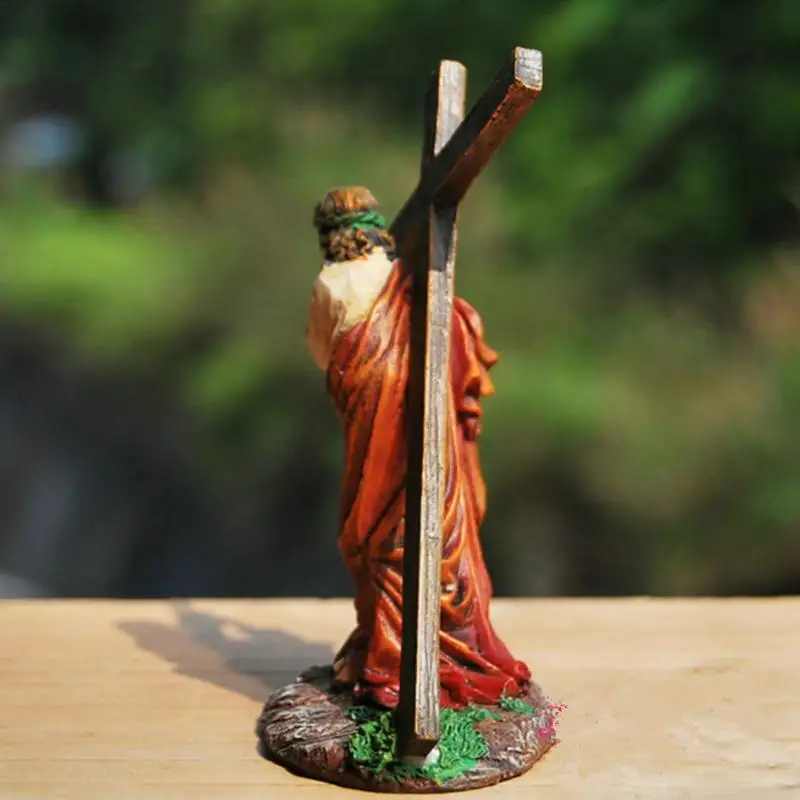 Crucifix Statue Jesus Cross Resin Statue Christ Figure Catholic Religious Accessories Decor