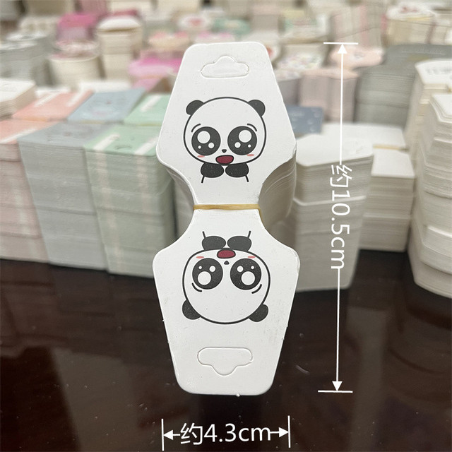 Kraft Paper Packing Tag Cards for Handmade Hair Jewelry Display Cute Bear Cat Face Stamp Paper Hairband Hanging Price Tag