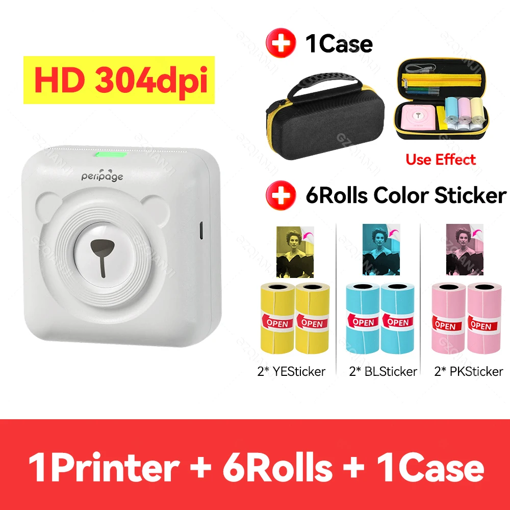 Original Peripage 304dpi Mini Pocket Printer Bluetooth A6
