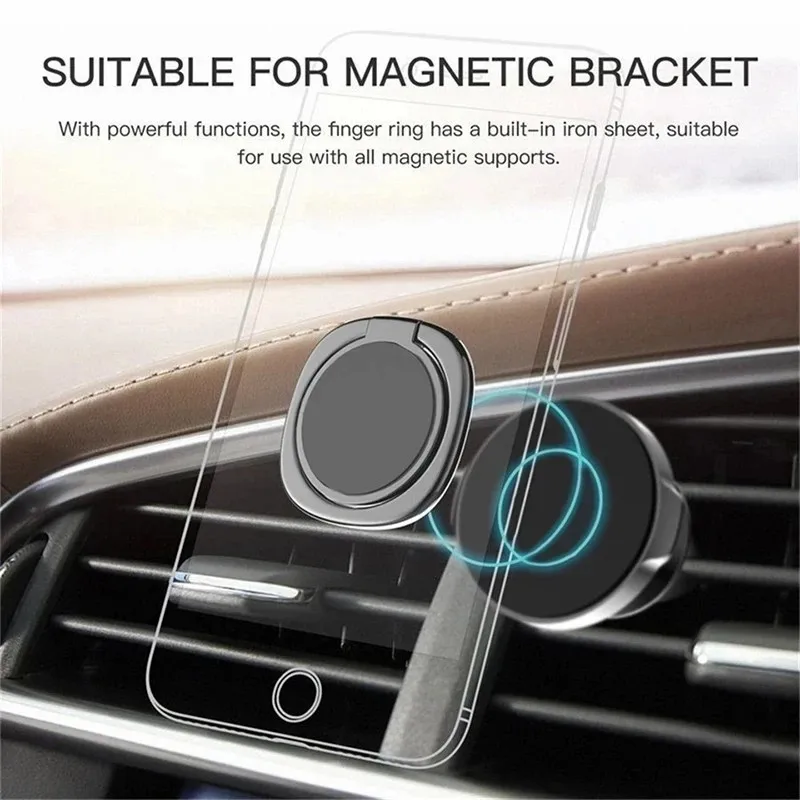 All Metal Finger Ring Holder 360 Degree Mobile Phone Smartphone Universal Car Magnetic Plate Pad Mount Holder Round Phone Ring