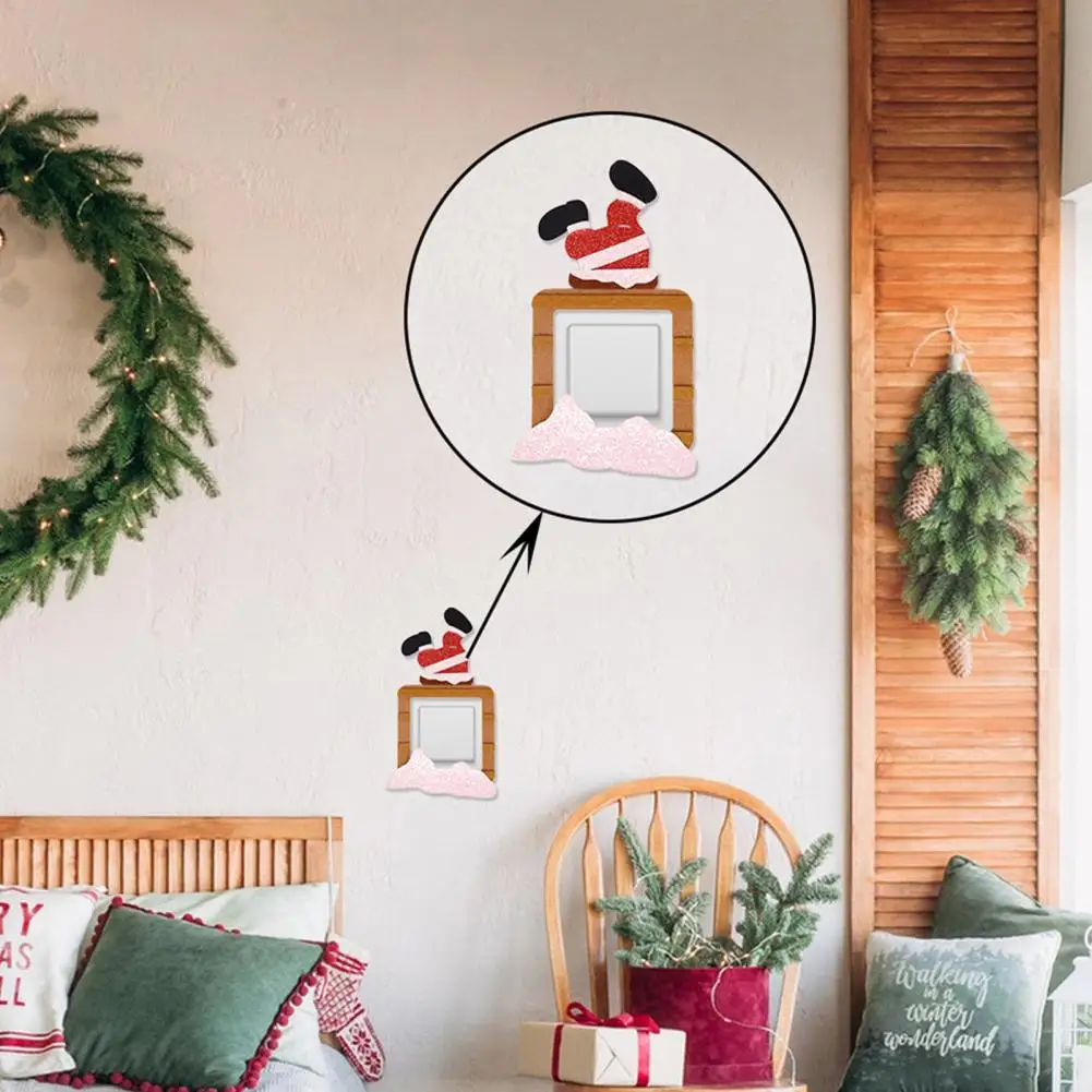 

Декоративные наклейки для переключателей, Высококачественные наклейки для переключателей, Праздничные рождественские наклейки на стену, с 8 шт. лося, снеговика