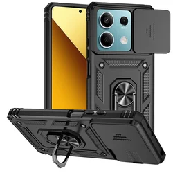 Enhanced Armor Slide Camera Lens Protection Phone Case - Durable Back Cover for Poco X6 5G (Black)
