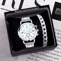 1/2PCS Men Business Watches Fashion Men’s Steel Band Quartz Watch with Bracelet（Box not Included）