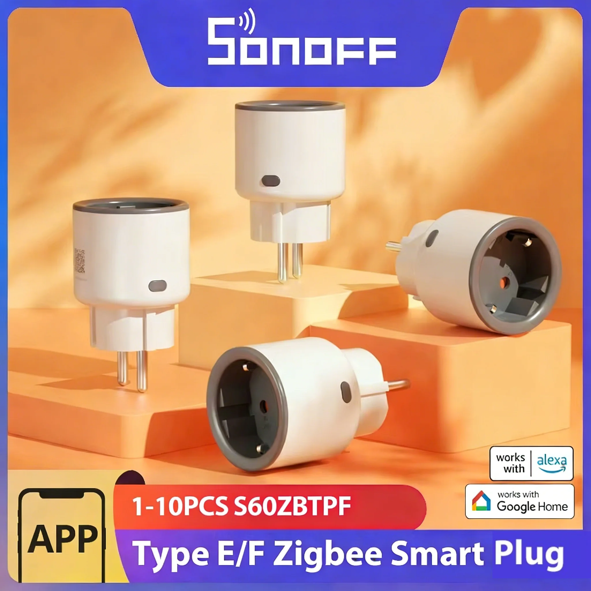 SONOFFS60ZBS60ZBTPFSonoffS60ZigbeeEU16AIPlugZigbeeSmartPlugSmartHomeOutletSocketwithEnergyMonitoringNeedHub