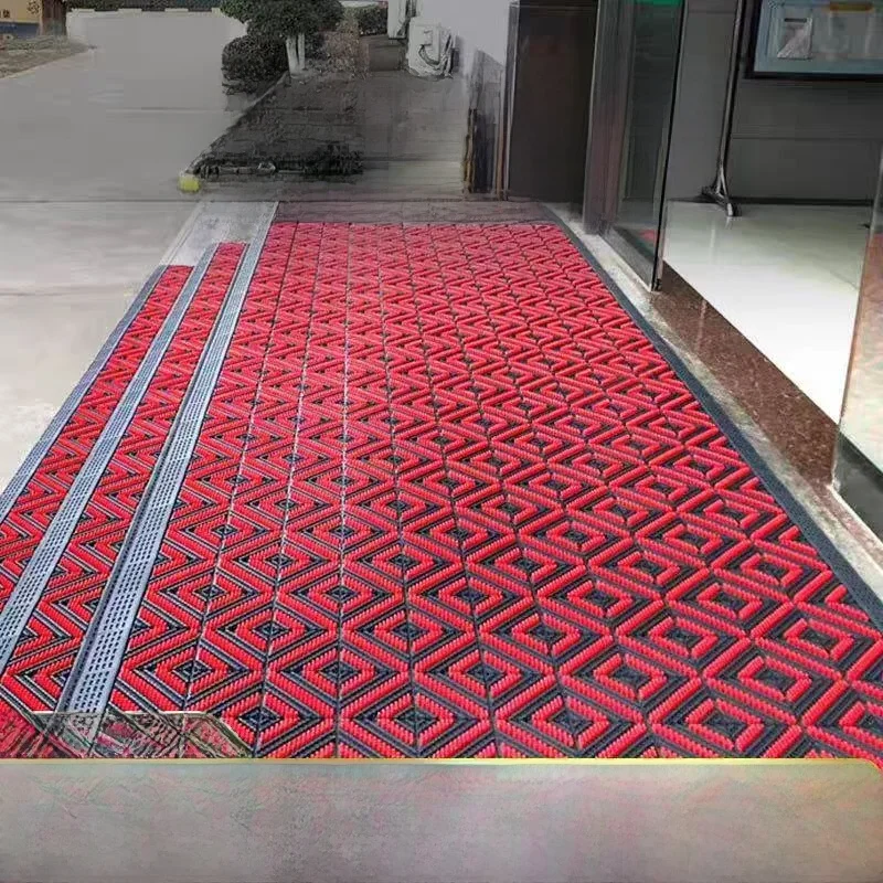 Tee-in-One Plastic Entrance Mat Anti-Slip Outdoor Hotel Commercial Dust Removal Door Mat Simple Sle Vacuum Cleanable Cust...