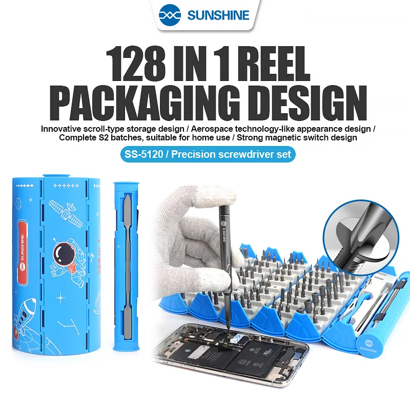 

SUNSHINE SS-5120 Multi-function Screwdriver 128 In 1 Precision Screwdriver Set Combination Universal Mobile Phone Repair Tools