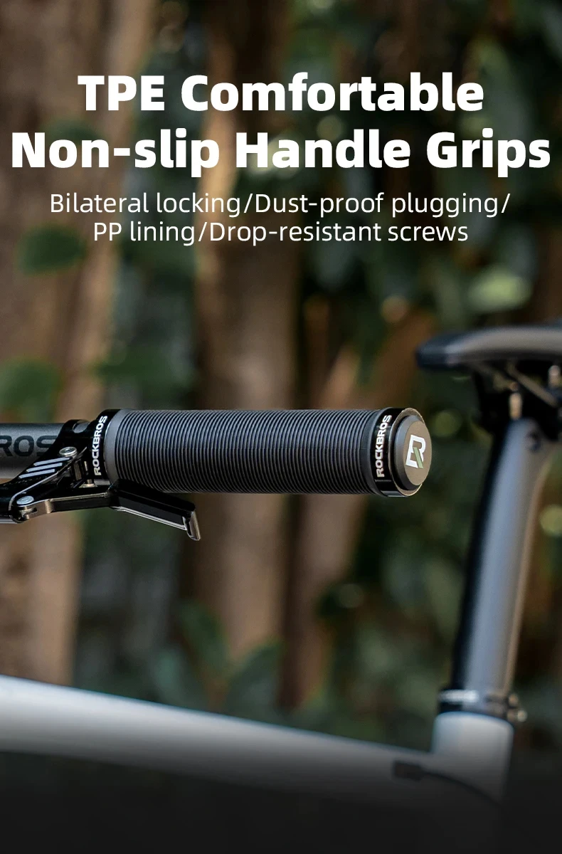 Description Picture 2 of itemROCKBROS Bicycle Handlebar Grips Rubber Soft MTB Mountain Bike Grips Dustproof Handlebar Protect Cover Aluminum Alloy Lock Ring