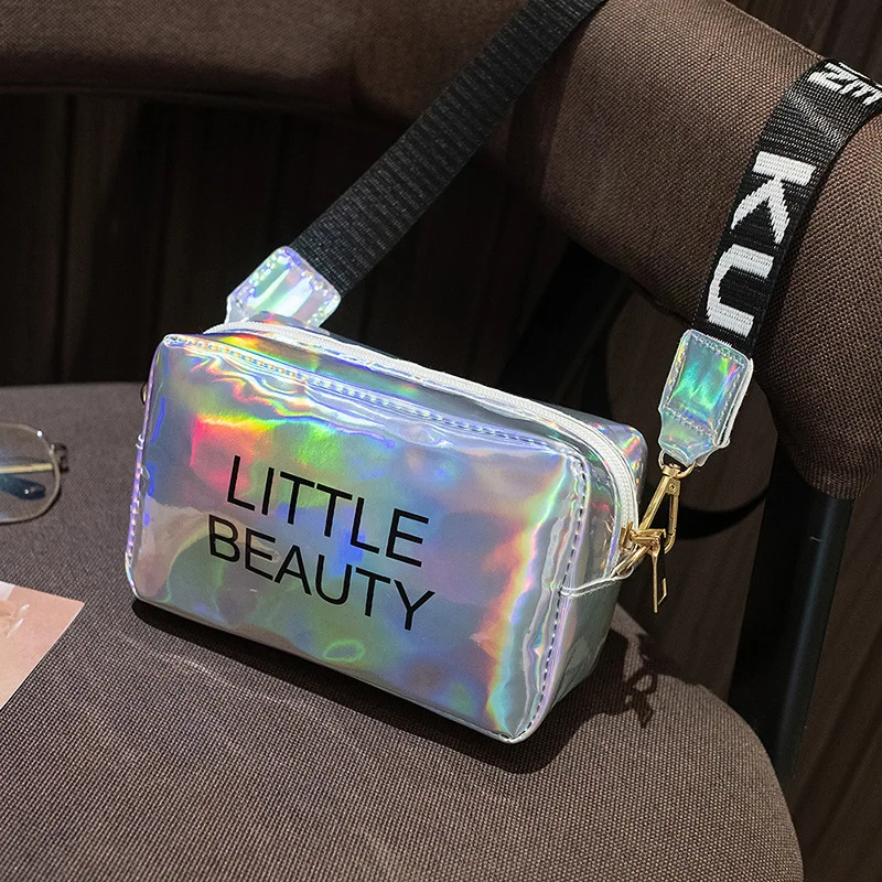 Small Women Laser Crossbody Bag Messenger Shoulder Bag PVC Jelly Small Tote Messenger Candy Colors Bags Laser Holographic Bolsa