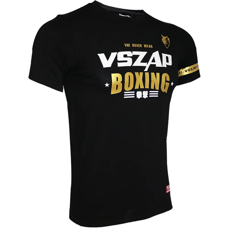 VSZAP Muay Thai Fighting Black Boxing T-shirt, MMA, Bjj, Martial Arts, Fitness Training Shirt, New