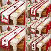 Christmas Table Runner Polyester Xmas Table Flag Cover 2024 Merry Christmas Decorations for Home 2025 New Year Tablecloth 4