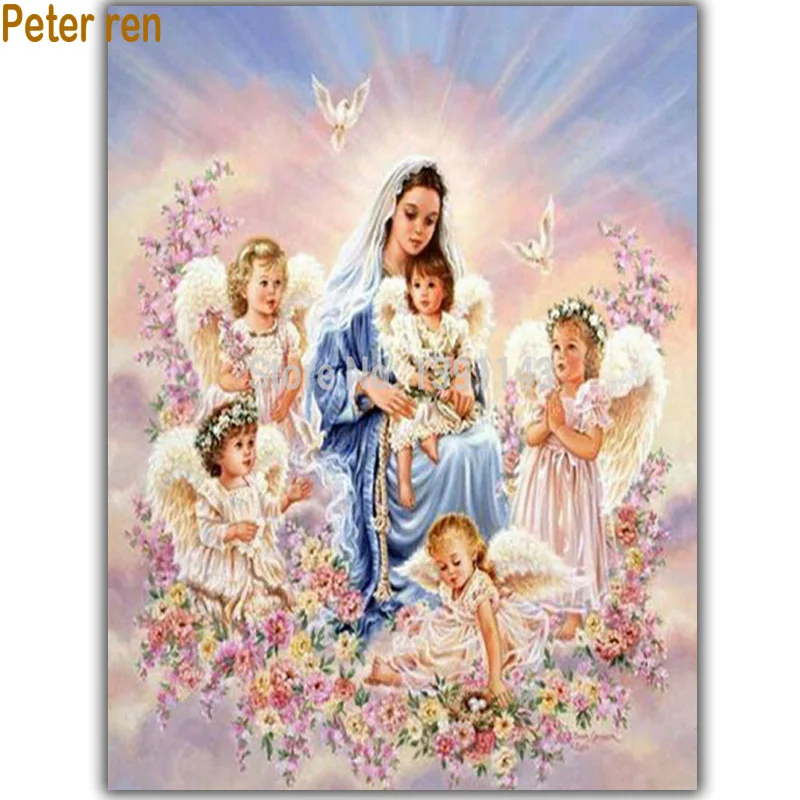 

Peter ren Diamond painting Sale Kits square drill full with Needlework Cross stitch sticker painting Diamond embroidery Angell