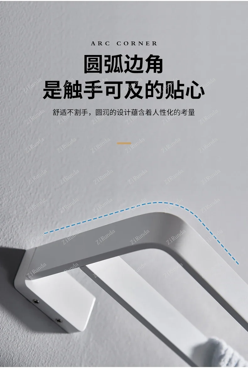 Description Picture 6 of itemWhite towel bar bathroom towel rack bathroom double-pole wall rack all copper.