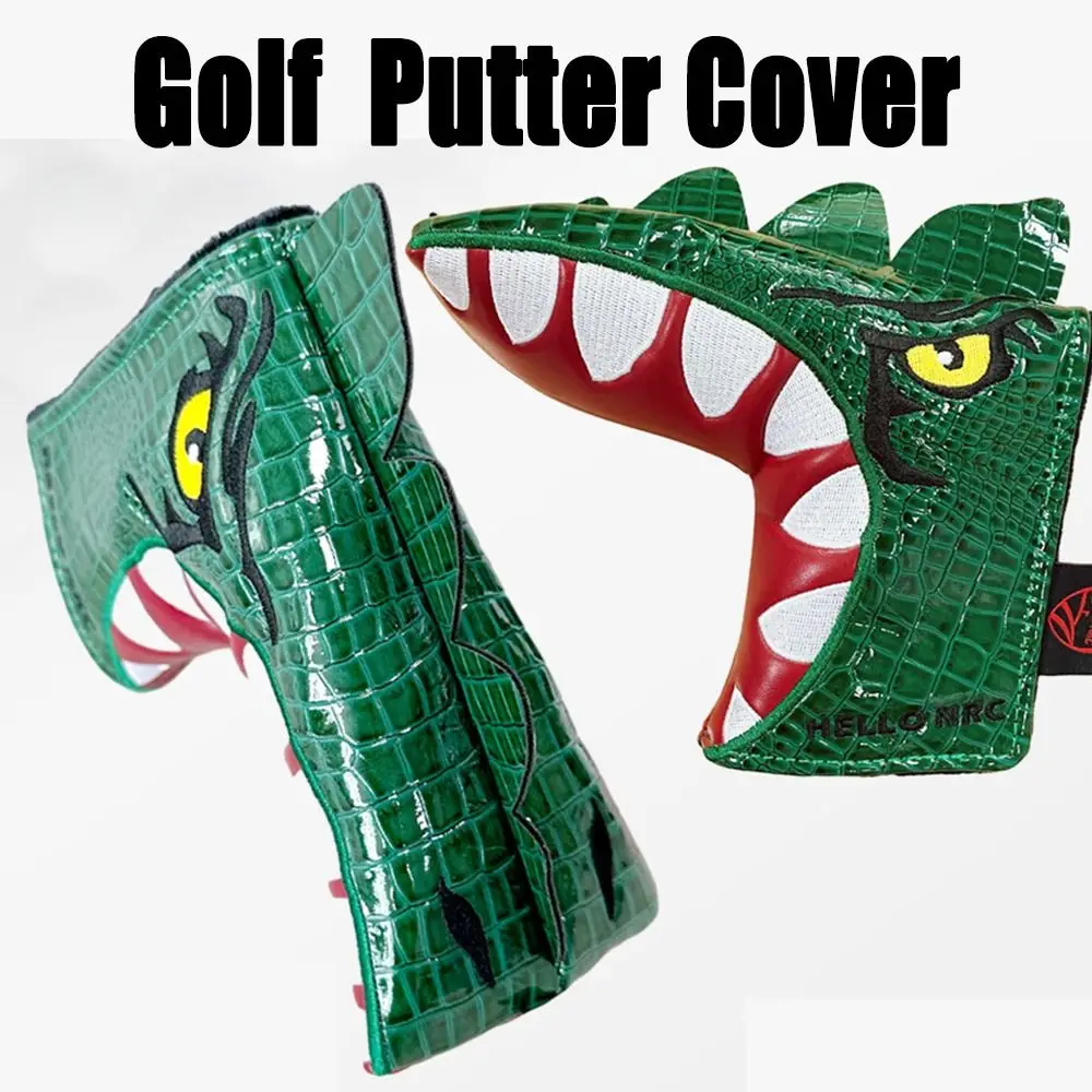 Cartoon Tyrannosaurus Golf Blade Putter Cover, Copritesta Per Putter Da Golf In Pelle Verde Per Copritesta Per Putter Da Golf Blade
