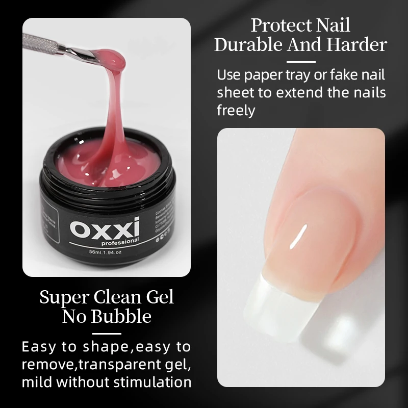 OXXI 56ml UV Nail Extension Gel Semi-permanent Builder Varnish Manicure Poly Nails Gellac Acryl Gel Polish Easy Building Enamels 4