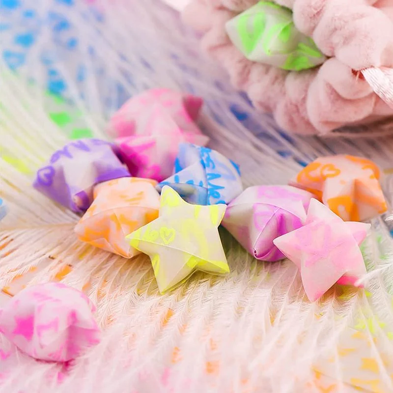 Glowing Star Origami Paper Handmade Craft Paper Folding Lucky Home DIY Gift Stickers Fluorescence Decoration Colors Mixed Set