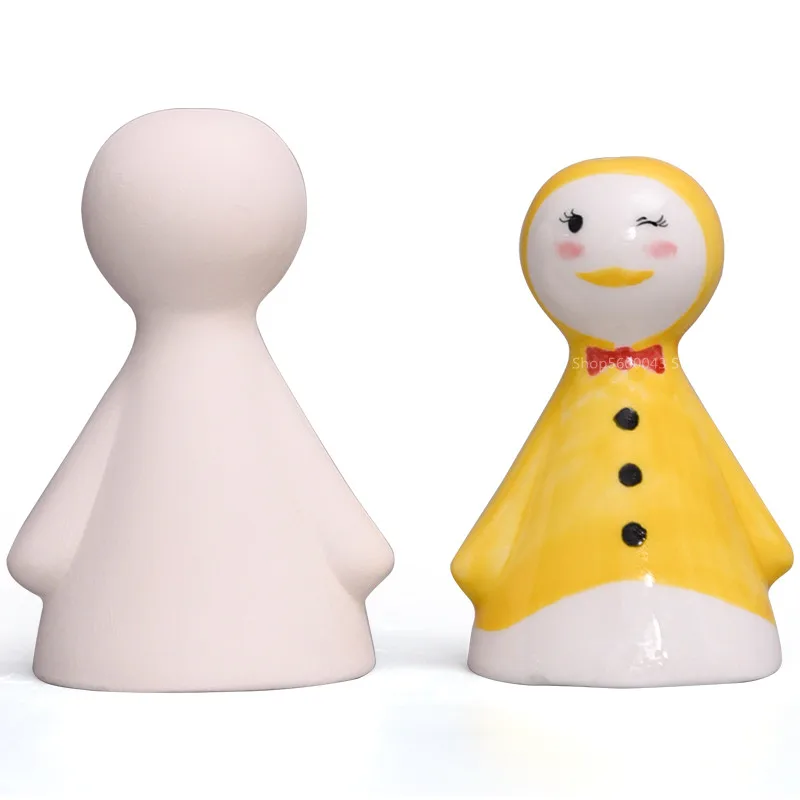 Pottery Art Blank Wind Chime Ornament Sunny Doll Cartoon Cute Japanese Creative Bell Ceramic Painting DIY Semi-finished Product