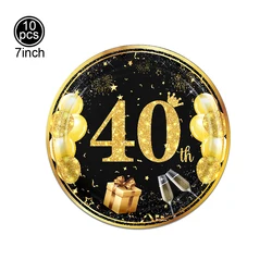 Elegant Black and Gold 40th Birthday Celebration Photo Backdrop and Party Decor Set (DEEP BLUE)