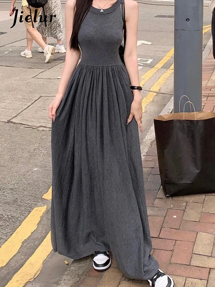 

Jielur Летнее Новое однотонное облегающее женское платье милое элегантное модное платье женское серое простое базовое платье женское платье