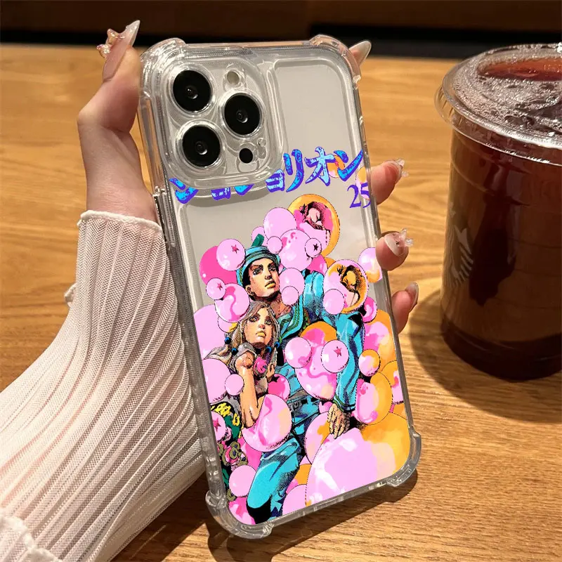 Clear Shockproof Anime Phone Case - JoJo's Bizarre Adventure Design