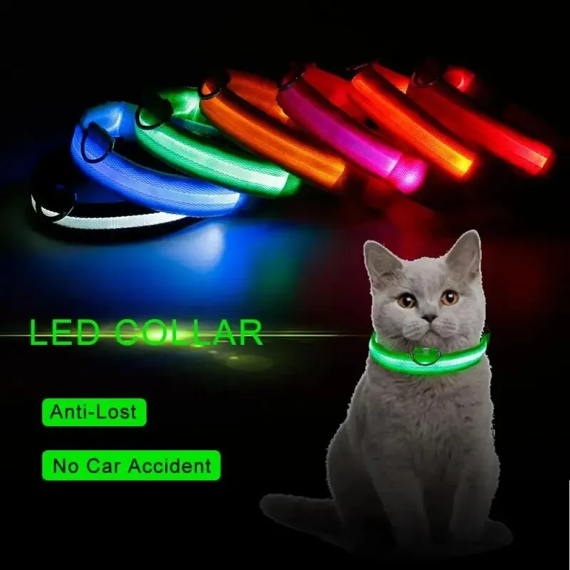 1pc Adjustable Dog Collar LED Glowing Luminous Collar Dog Night Light Pet Safety For Small Dogs Accessories dog collar pet collar