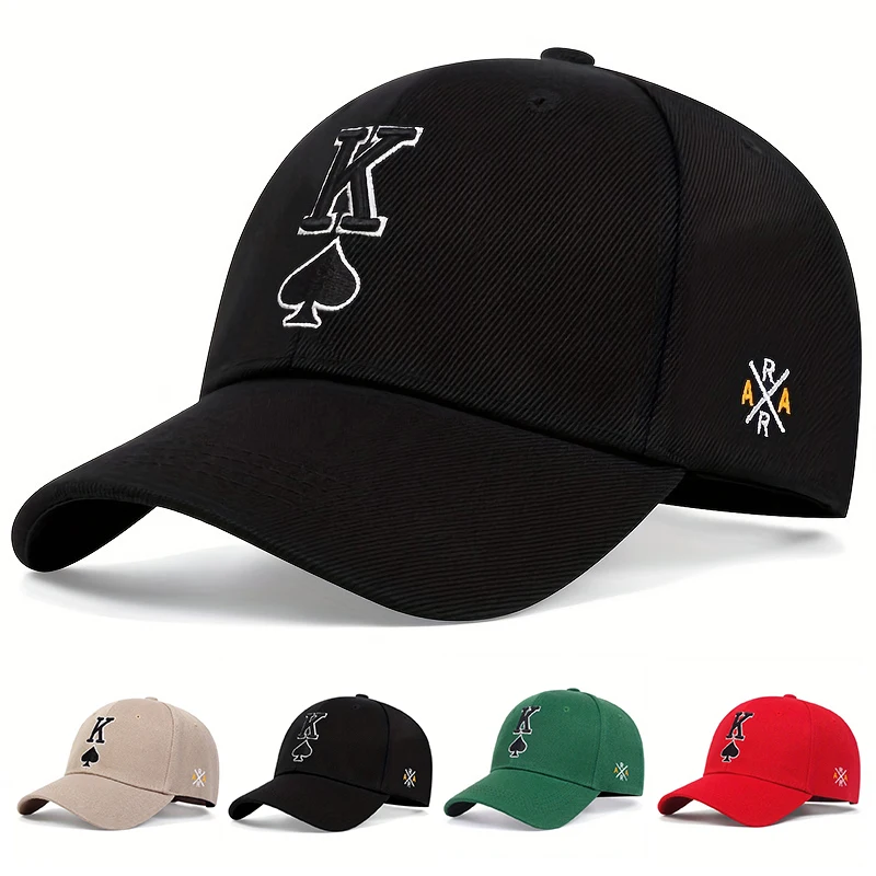 Unisex Poker K Buchstaben-Stickerei Baseballkappen Frühling und Herbst Outdoor Verstellbare Freizeithüte Sonnenschutzhut Sport Golfkappe – Detail 1