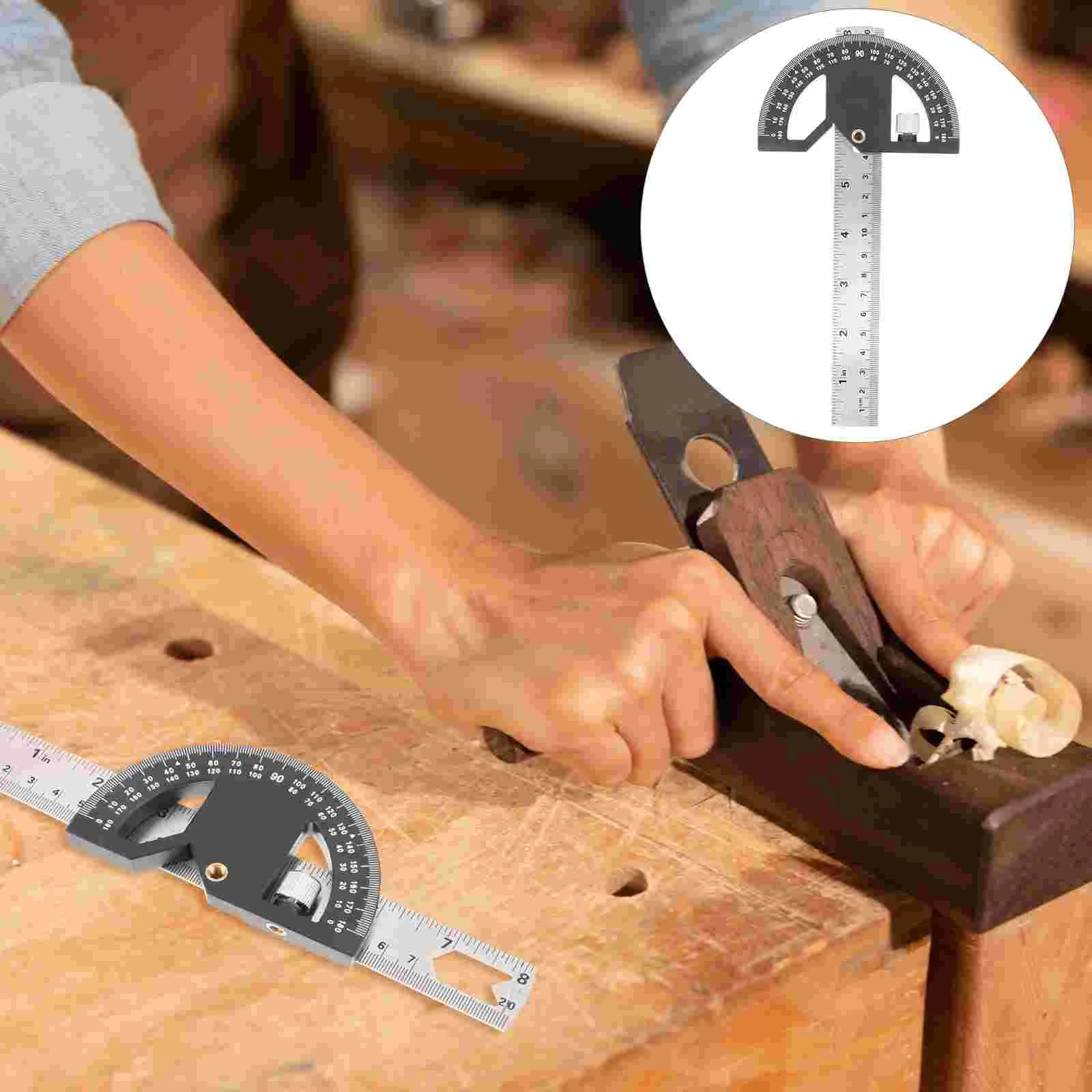 

1 Set Multi-function Angle Measure Tool Woodworker T Square Angel Finer Metal Ruler Tool