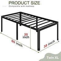 20 inch high XL double bed frame with rounded legs, heavy-duty XL, no need for box springs, easy to assemble, noise free, black 2