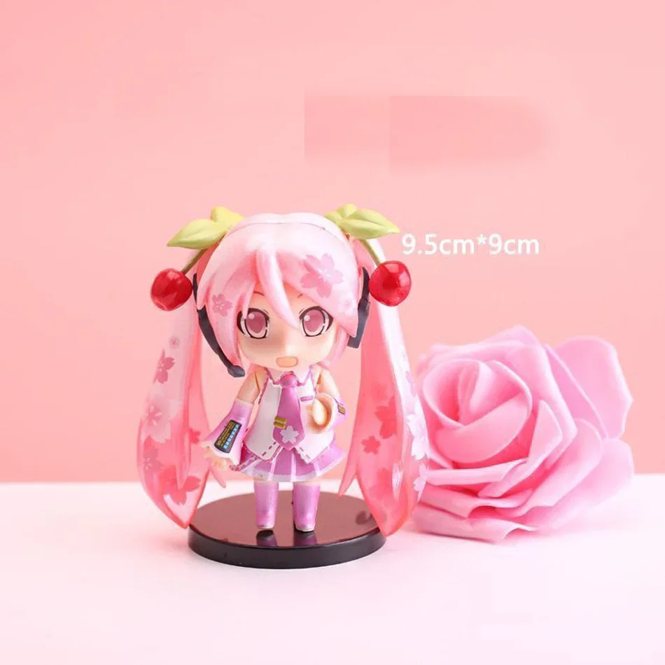 Kawaii Pink & Green Hatsune Miku Mini Figure - Charming Desk Decoration and Collectible Ornament