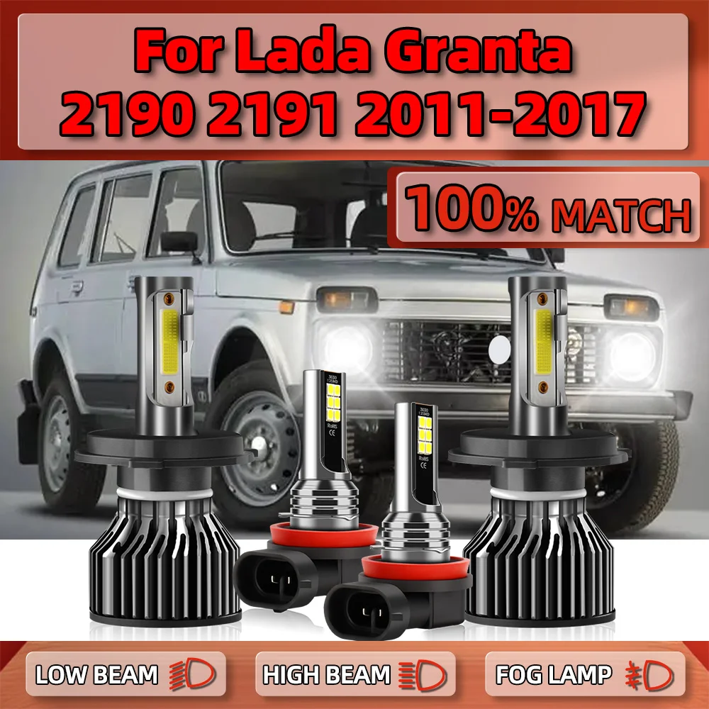 

LED Headlights Bulbs 40000LM High Low Beam Car Headlamps 12V 6000K Fog Lights For LADA GRANTA 2190 2191 2011-2014 2015 2016 2017