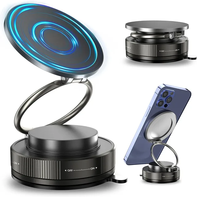 2026 New Vacuum Magnetic Phone Holder for Car - Suction Cup Phone Mount for MagSafe, 360° Rotatable Portable Strong Magnet Stand