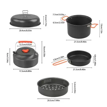 Camping Cooking Set Outdoor Lightweight Equipment Camping Cookware Kit For Traveling Trekking Hiking Supplies 6