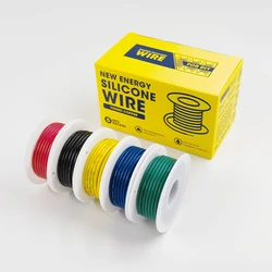 Multicolor AWG Tinned Copper Soft Silicone Electrical Wire Kit - 24AWG 5x10M (WHITE)