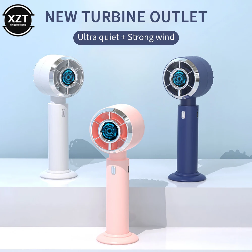 New USB Rechargeable Mini Handheld Turbine Fan Home Office Mute Multi-function Desktop Fan Students Outdoors Portable Pocket