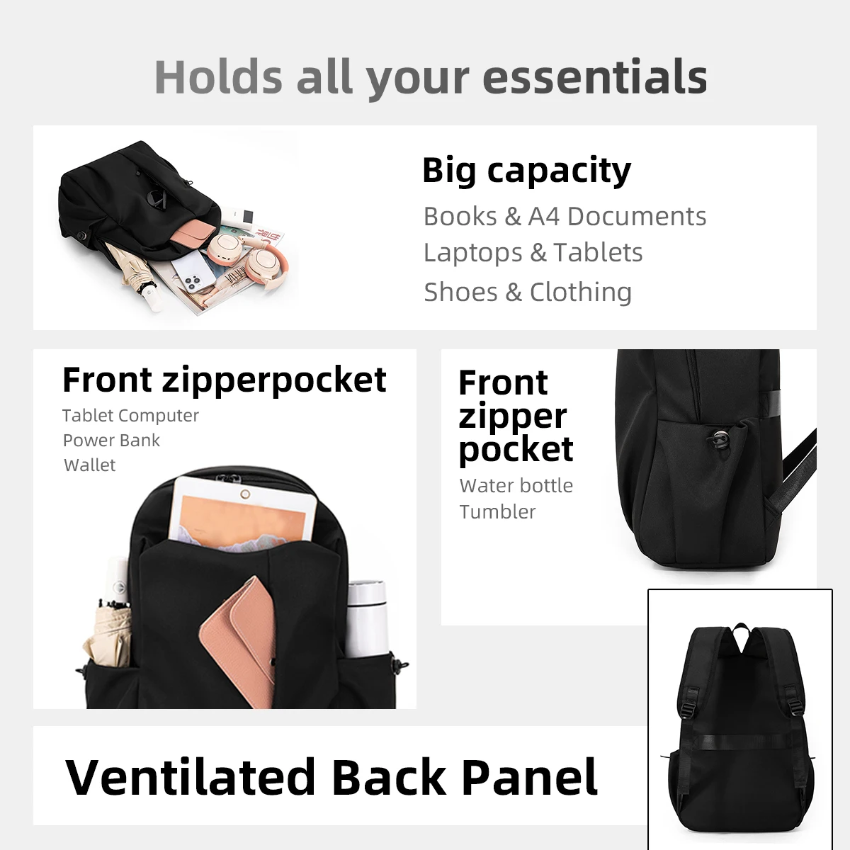 College Student Backpack Men's Backpack Business Laptop Bag 16inch Large Capacity Lightweight School Bag Girls Travel High School Students